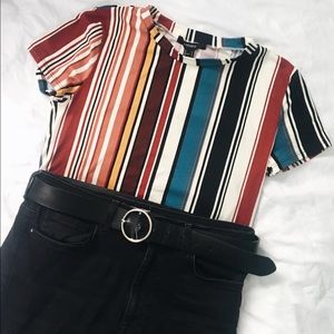 Multicolored Striped Crop Top